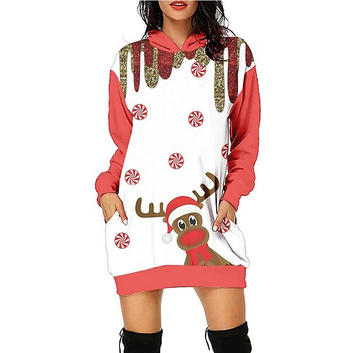 

Reindeer Masquerade Hoodie Women's Christmas Christmas Carnival Masquerade Adults' Christmas New Year Eve Polyester Top