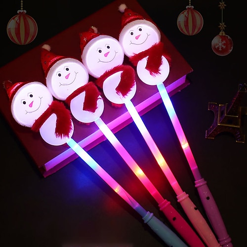 

4Pcs Snowman Pattern Flashing Glowing Stick For New Year Christmas Party Decoration LED Multicolor Flashing Lights Sticks