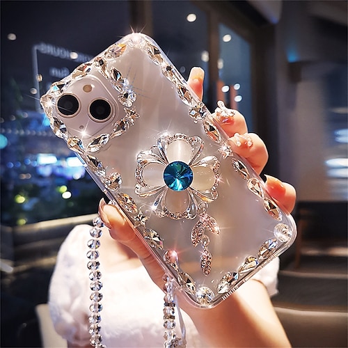 

Phone Case For Apple Classic Series iPhone 14 Pro Max 13 12 11 Pro Max Mini X XR XS 8 7 Plus Bumper Frame Rhinestone Full Body Protective Crystal Diamond TPU