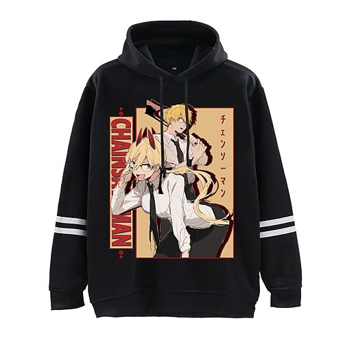 

Homme à la tronçonneuse Alimentation Denji Sweat à capuche Anime Dessin Animé Animé Art graphique Sweat à capuche Pour Homme Femme Unisexe Adulte Estampage à chaud 100 % Polyester Plein Air du