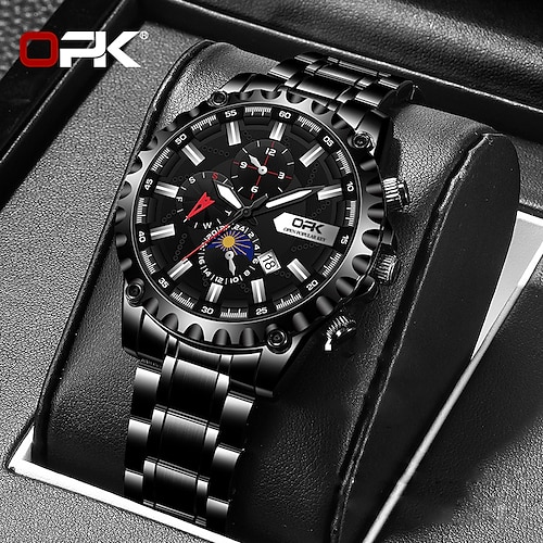 

OPK Brand Wrist Watch Quartz Watch for Men Analog Quartz Sporty Luminous Stylish Business Waterproof Calendar Noctilucent Alloy Stainless Steel Classic Theme Fashion
