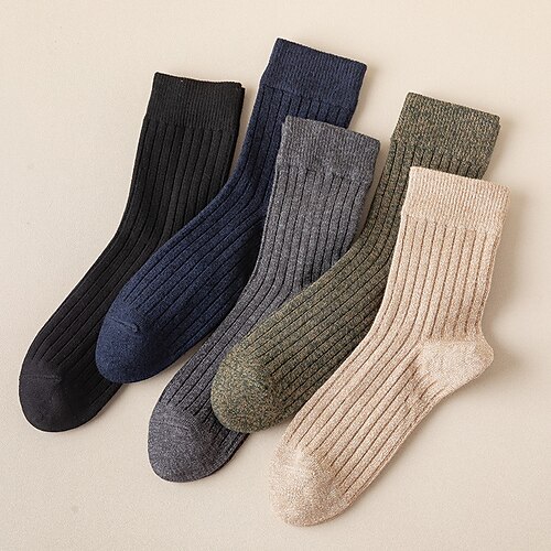 

Men's 3 Pairs Socks Crew Socks Casual Socks Fashion Comfort Cotton Solid Colored Warm Winter Green Navy Blue Gray