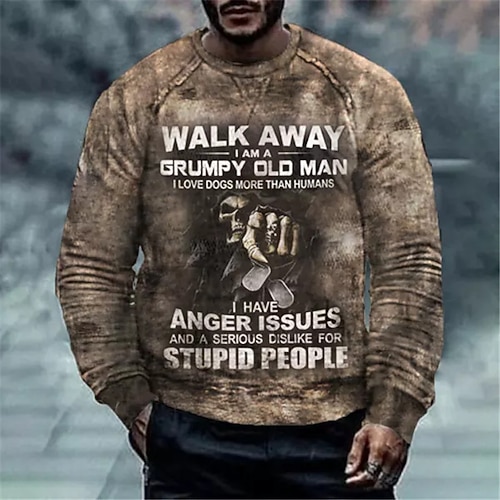 

Men's Sweatshirt Pullover Brown Crew Neck Skull Letter Graphic Prints Print Daily Sports Holiday 3D Print Basic Streetwear Designer Spring Fall Clothing Apparel Hoodies Sweatshirts
