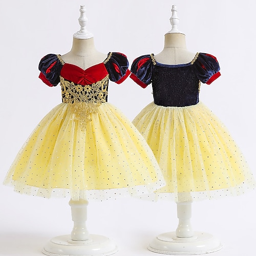 

Toddler Girls' Dress Graphic Tulle Dress Knee-length Dress Performance Patchwork Short Sleeve Fashion Dress 3-7 Years Fall Royal Blue