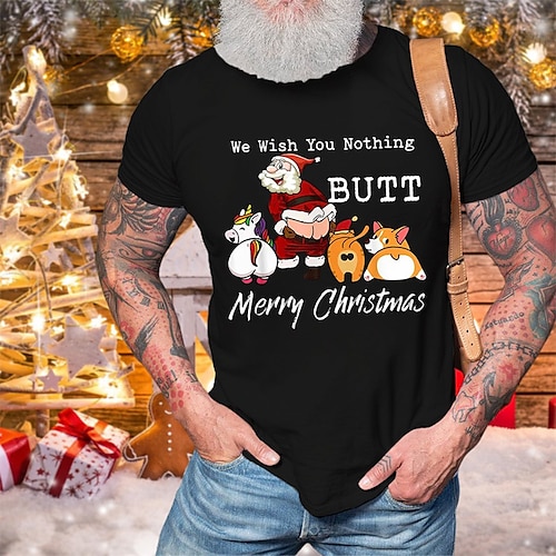 

Men's Unisex Cool Shirt T shirt Tee Graphic Tee Christmas Shirt Santa Claus Graphic Prints Crew Neck Hot Stamping Outdoor Christmas Short Sleeve Print Clothing Apparel Sports Designer Casual Big and