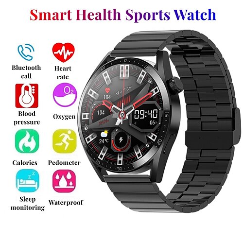 

HK3 Plus Smart Watch 1.36 inch Smartwatch Fitness Running Watch Bluetooth Compatible with Android iOS Men Waterproof Hands-Free Calls Step Tracker IP 67 40mm Watch Case