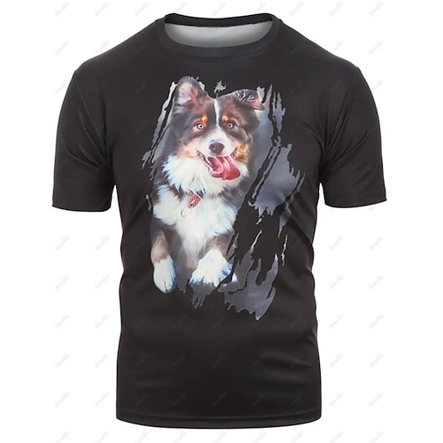 

Men's T shirt Tee Animal Dog Graphic Prints Crew Neck Black Gray 3D Print Outdoor Street Short Sleeve Print Clothing Apparel Sports Designer Casual