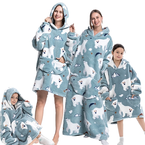 

Per bambini Per adulto Coperta oversize con cappuccio Coperta indossabile con tasca Orso Animali Pigiama a pagliaccetto Flanella Cosplay Per Per uomo Per donna Da ragazzo Natale Pigiama a fantasia