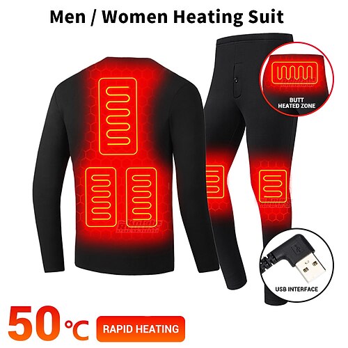 

Winter Jacket Heated Men's Heating Jacket Electric Thermal Fleece Underwear Women's USB Clothing Moto Jacket Motorcycle Long Johns Suit