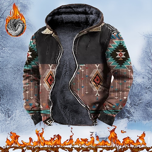 

Men's Full Zip Hoodie Jacket Blue Brown Hooded Bohemian Style Graphic Prints Zipper Print Sports Outdoor Daily Sports 3D Print Fleece Streetwear Designer Casual Winter Clothing Apparel Hoodies