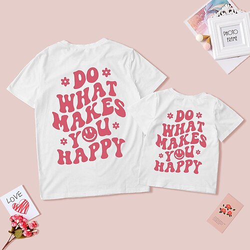 

Mommy and Me Christmas T shirt Graphic Floral Letter Casual Crewneck White Short Sleeve Cute Matching Outfits