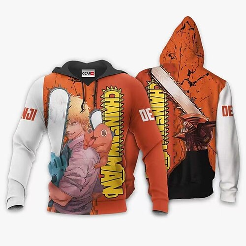 

Inspired by Chainsaw Man Denji Pochita Hoodie Cartoon Manga Anime Front Pocket Graphic Hoodie For Men's Women's Unisex Adults' 3D Print 100% Polyester