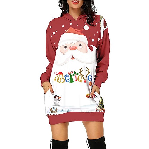 

Santa Claus Masquerade Hoodie Women's Christmas Christmas Carnival Masquerade Adults' Christmas New Year Eve Polyester Top