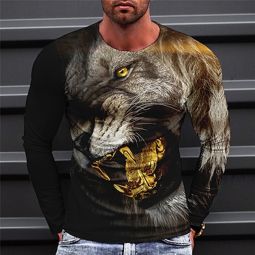 

Men's T shirt Tee Animal Graphic Prints Eagle Crew Neck Green Blue Brown Gray 3D Print Outdoor Street Long Sleeve Print Clothing Apparel Basic Sports Designer Casual