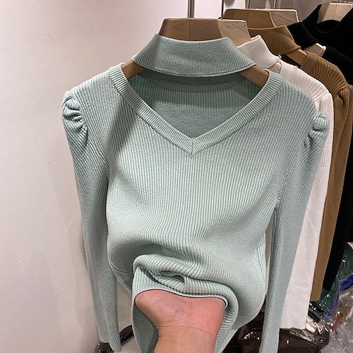 

hollow scheming hanging neck temperament pit strip top women's 2022 spring new style bottoming shirt with puff sleeves