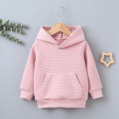 

Toddler Girls' Hoodie Solid Color Outdoor Long Sleeve Fashion 3-7 Years Winter claret Black Pink