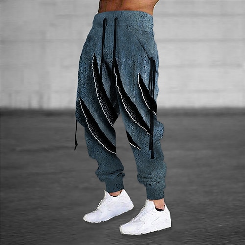 

Men's Sweatpants Joggers Trousers Drawstring Elastic Waist 3D Print Graphic Prints Claw Marks Comfort Sports Outdoor Casual Daily Cotton Blend Streetwear Stylish Green Blue Micro-elastic
