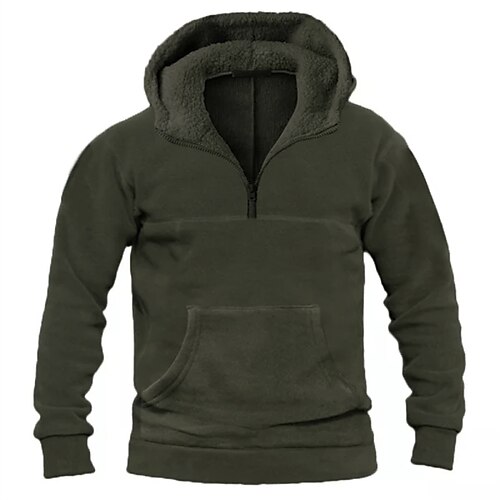 

Men's Hoodie Sherpa Pullover Hoodie Sweatshirt Full Zip Hoodie Green Blue Gray Hooded Solid Color Zipper Sports & Outdoor Daily Sports Fleece Basic Casual Big and Tall Fall Spring Clothing Apparel