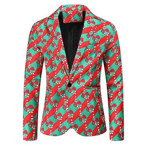 

Men's Coat Breathable Christmas Crutch 3D Printed Graphic Turndown Fashion Jacket Outerwear Long Sleeve Pocket Fall & Winter