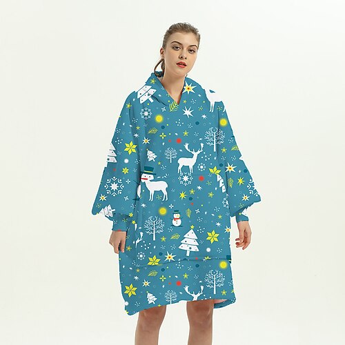 

Adults' Oversized Hoodie Blanket Wearable Blanket With Pocket Cat Panda Fruit Animal Onesie Pajamas polyester fibre Cosplay For Men's Women's Christmas Animal Sleepwear Cartoon Festival / Holiday