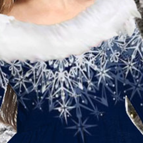  Enfants Fille Robe Motif de flocon de neige manche longue Casual Bordure en Fourrure Col ras du cou Adorable du quotidien Polyester Au dessus du genou Robe casual Robe Évasée Robe Trapèze Automne