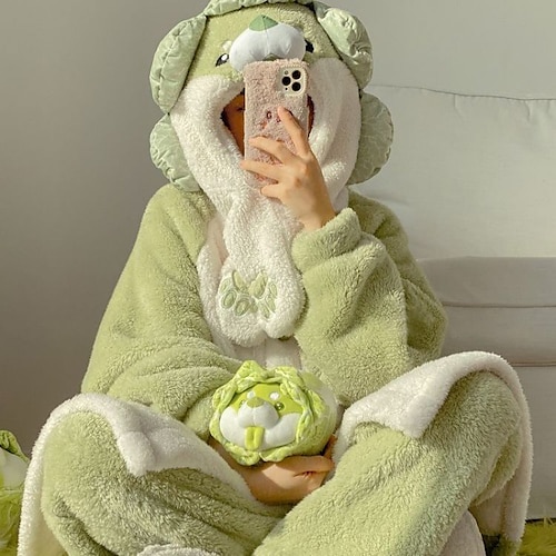 

Adults' Kigurumi Pajamas Cartoon Character Onesie Pajamas Flannel Cosplay For Men's Women's Christmas Animal Sleepwear Cartoon Festival / Holiday Costumes