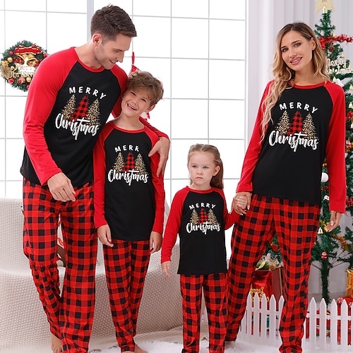 Pajamas Family Letter Santa Claus Home Black White Ivory Long Sleeve Basic  Matching Outfits 2024 - $28.99