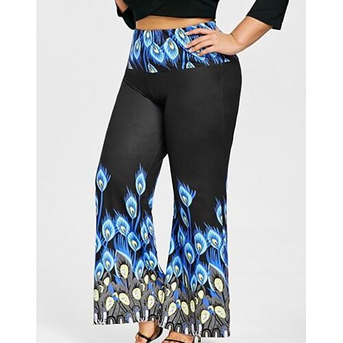 

Women's Plus Size Pants Trousers Pattern Casual Modern Casual Daily Natural Full Length Winter Fall Black L XL XXL 3XL 4XL