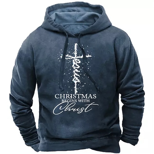 

Men's Pullover Hoodie Sweatshirt Black Navy Blue Hooded Letter Graphic Prints Print Christmas Daily Sports 3D Print Basic Streetwear Designer Spring & Fall Clothing Apparel Hoodies Sweatshirts