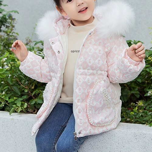 

Toddler Girls' Down Coat Graphic Adorable Outdoor Coat Outerwear 7-13 Years Winter Pink Yellow Sky Blue