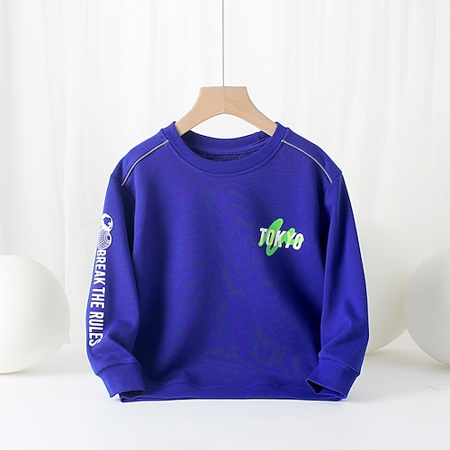 

Barn Gutt Genser Genser Bokstaver Langermet Crewneck Barn Topp Skole Genser Mote Daglig Svart Blå Oransje Vinter 7-13 år