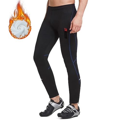 

21Grams Men's Cycling Tights Bike Bottoms Winter Mountain Bike MTB Road Bike Cycling Sports Stripes Thermal Warm 3D Pad Cycling Breathable Black Black Red Fleece Spandex Clothing Apparel Bike Wear