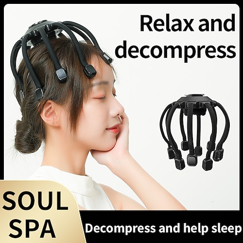

Electric Scalp Massager Head Massager 10 Vibrating Contacts 4 Modes Multiple Massage Modes to Release Pressure Bluetooth connection for music playback One Size Fits Most Ideal Gift