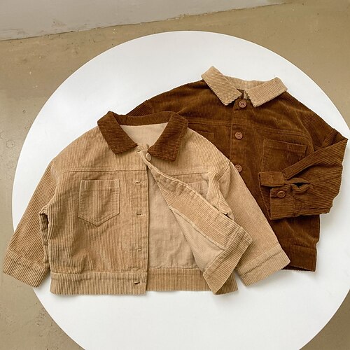 

Kids Unisex Coat Outerwear Plain Coat School Active Adorable 50099 coffee color 50099 Khaki Winter Fall 2-6 Years