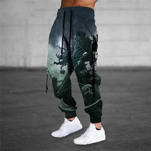 

Men's Sweatpants Joggers Trousers Drawstring Elastic Waist 3D Print Graphic Prints Comfort Sports Outdoor Casual Daily Cotton Blend Streetwear Designer Green Blue Micro-elastic