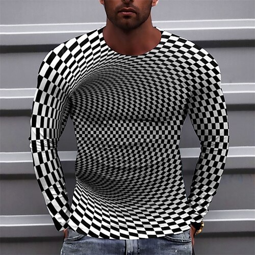 

Men's T shirt Tee Graphic Prints Technology Crew Neck Black Gray 3D Print Outdoor Street Long Sleeve Print Clothing Apparel Basic Sports Casual