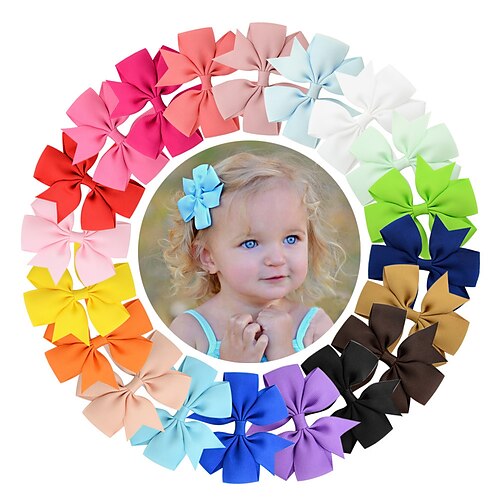 

20Pcs Random Girl's Solid Rib Ribbon Fishtail Bow Hairpin Hair Ornament