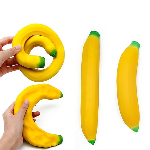 

2 pcs Stretchy Banana Sensory Toy Squeeze Squishy Stress Relief Toy Fidget Toys for Kids Antistress Elastic Gluesand Filled Rubber Toy