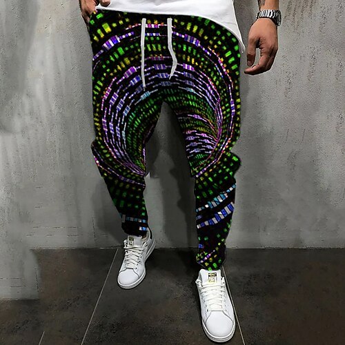 

Men's Joggers Trousers Casual Pants Drawstring Elastic Waist 3D Print Graphic Prints Technology Pattern Comfort Casual Daily Streetwear Basic Fashion Blue Purple Micro-elastic