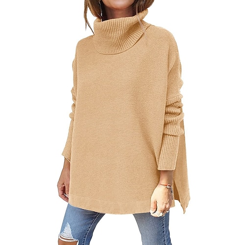 

Women's Sweatshirt Pullover Basic Green Black Khaki Solid Color Street Pile Neck Long Sleeve Fleece S M L XL XXL