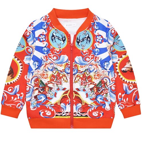 

Kids Girls' Jacket & Coat Graphic Active School Coat Outerwear 2-8 Years Winter Orange