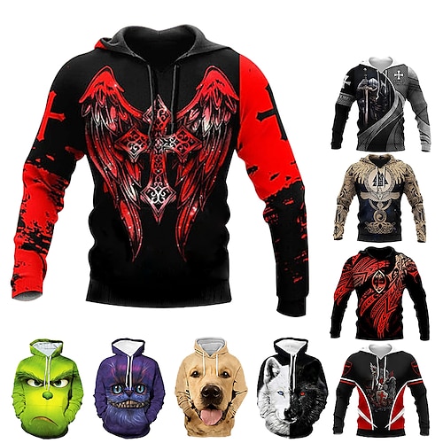 

Men's Hoodie Pullover Hoodie Sweatshirt Green Blue Purple Light Green Red Hooded Print Daily Going out 3D Print Plus Size Basic Designer Casual Fall Clothing Apparel Hoodies Sweatshirts Long Sleeve