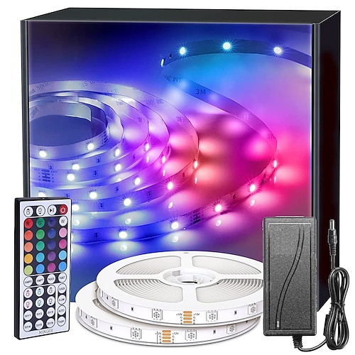 

bande lumineuse led 2x15m/ 2x20m 100ft 130ft rgb kit de bande lumineuse led à changement de couleur avec télécommande à clé ir44 pour éclairage de chambre décoration flexible de la maison