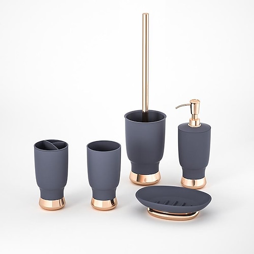 

Bathroom Accessories Set 5 Piece Luxury Style Set,Include 2 Toothbrush Cup,Soap Dispenser,Soap Dish,Toilet Brush Holder