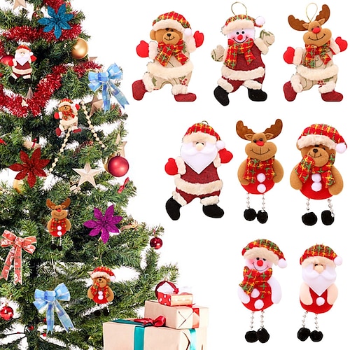 

Merry Christmas Ornaments DIY Xmas Gift Santa Claus Snowman Tree Pendant Doll Hang Decoration for Home Noel Natal Happy New Year