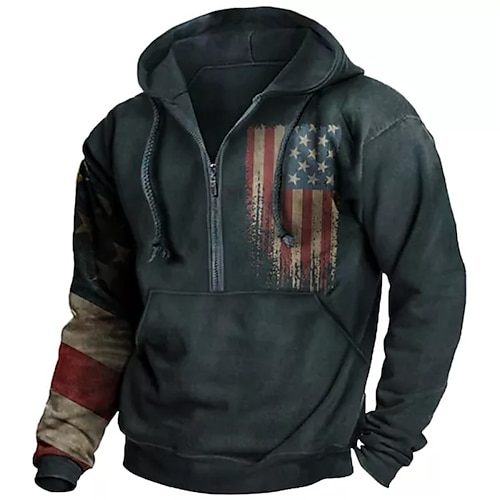 

Herren Zur Seite fahren Kapuzenshirt mit durchgehendem Reißverschluss Marineblau Mit Kapuze Grafik-Drucke Nationalflagge Zip Bedruckt Casual Täglich Sport 3D-Druck Basic Strassenmode Designer