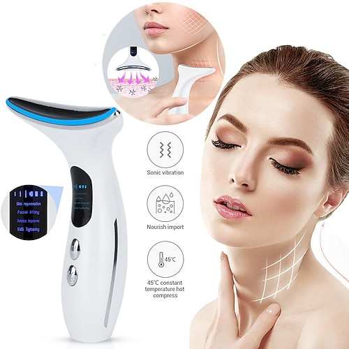 

Heat EMS Face Neck Massager ION LED Photon Therapy Facial Lifting Beauty Devices Remove Double Chin Anti Wrinkle Skin Care Tools