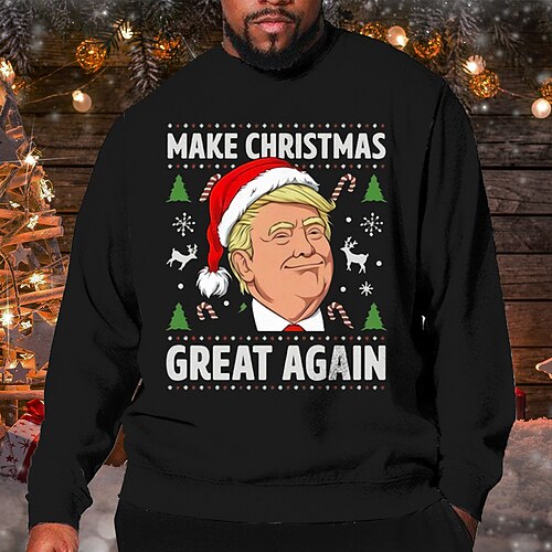 

Men's Plus Size Pullover Sweatshirt Big and Tall Graphic Crew Neck Long Sleeve Spring & Fall Basic Fashion Streetwear Comfortable Christmas Casual Tops