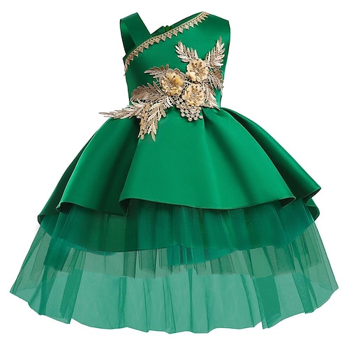 

Toddler Girls' Party Dress Solid Color Slip Dress Knee-length Dress Performance Mesh V Neck Sleeveless Cute Dress 3-7 Years Spring Green