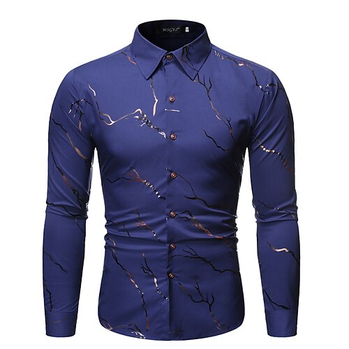 

Men's Vintage Shirt Regular Fit Long Sleeve Square Neck Printing Cotton Blend Black Burgundy Navy Blue 2022